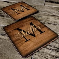 Buy 🤩 Bars Customizable Wooden Square Coasters - Monogram - Set Of 4 👏 -BARS Sales Store CustomSquareWoodCoaster Monogram 1000x1000 800x