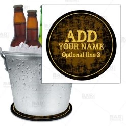 Promo 🌟 Bars ADD YOUR NAME - Brown Grunge Beer Bucket Coaster 🥰