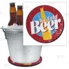 Buy ✔️ Bars Retro Ice Cold Beer Beer Bucket Coaster - 8.75" Diameter (Reuseable) ⭐