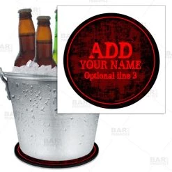 Discount 👏 Bars ADD YOUR NAME - Red Grunge Beer Bucket Coaster 🧨
