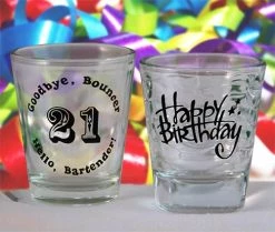 Brand new 😉 Bars 🎂 Birthday Themed Shot Glasses ⭐