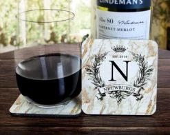 Budget 🔔 Bars CUSTOMIZABLE Marble Monogram - Cork Bottom Coaster 🎉 -BARS Sales Store coaster square cork marble 1 800x