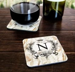 Budget 🔔 Bars CUSTOMIZABLE Marble Monogram - Cork Bottom Coaster 🎉 -BARS Sales Store coaster square cork marble 2 800x