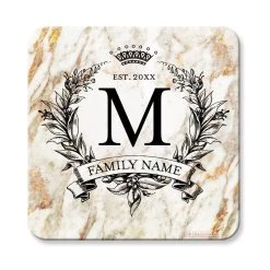 Budget 🔔 Bars CUSTOMIZABLE Marble Monogram - Cork Bottom Coaster 🎉