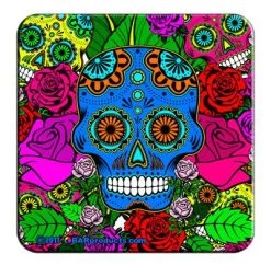 New ✨ Bars Cork Bottom Coaster - Sugar Skulls Series 💯 -BARS Sales Store coaster sugar skull 3 bs 800x