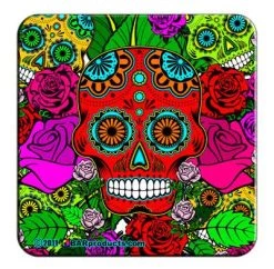 New ✨ Bars Cork Bottom Coaster - Sugar Skulls Series 💯 -BARS Sales Store coaster sugar skull 4 bs 800x