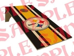 Promo 😍 Bars CUSTOMIZABLE Cornhole Game Boards - Sports Themed - Several Team Color Options - 22" X 44" 👍 -BARS Sales Store cornhole web blk gld wht sample 800x