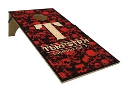Promo 🎉 Bars CUSTOMIZABLE Cornhole Game Boards - SKULLS - Color Options - 22" X 44" 🔥 -BARS Sales Store cornhole web skulls red main 800x