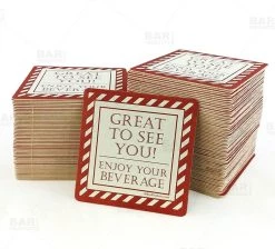 Coupon 🔥 Bars Square Drink Coasters "Enjoy Your Beverage" 3.5 Inch By 3.5" - Pack Of 125 🔥