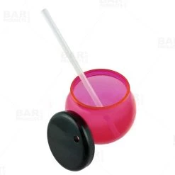 Cheap ❤️ Bars BarConic® Fishbowl Plastic Pink Drinkware - 20 Ounce - With Lid And Straw 👍 -BARS Sales Store dw fbwlid pink20 800 lid open bpc 800x