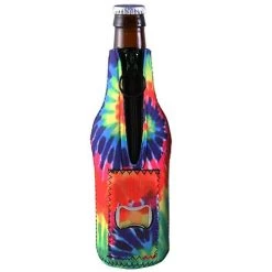 Cheap 💯 Bars Tie Dye Neoprene Bottle Cooler W/ Bottle Opener 👏