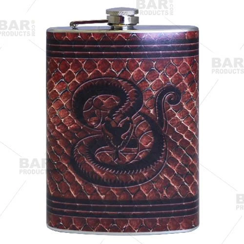 Best Sale 🔔 Bars Stainless Steel Hip Flask - Leather Snake Design - Several Size Options ❤️ 4 Best Sale 🔔 Bars Stainless Steel Hip Flask - Leather Snake Design - Several Size Options ❤️ - Image 4