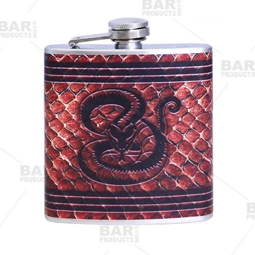 Best Sale 🔔 Bars Stainless Steel Hip Flask - Leather Snake Design - Several Size Options ❤️ 3 Best Sale 🔔 Bars Stainless Steel Hip Flask - Leather Snake Design - Several Size Options ❤️ - Image 3