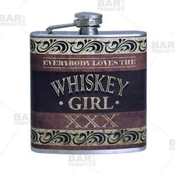 Promo 😀 Bars Stainless Steel Hip Flask -Whiskey Girl Design - Several Size Options ⭐ -BARS Sales Store flasks printed size bp 6oz wg 500 800x