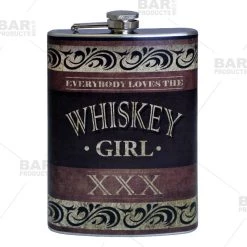Promo 😀 Bars Stainless Steel Hip Flask -Whiskey Girl Design - Several Size Options ⭐ -BARS Sales Store flasks printed size bpc main wg 800 800x