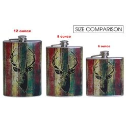 Coupon 🎉 Bars Stainless Steel Hip Flask - Buck Design - Several Size Options 🧨 -BARS Sales Store flasks printed size comparison buck 800x