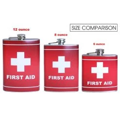 Top 10 ⭐ Bars Stainless Steel Hip Flask - First Aid Design - Several Size Options 🛒 -BARS Sales Store flasks printed size comparison first aid 800x