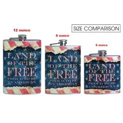 Best Pirce 😀 Bars Stainless Steel Hip Flask - Vintage Patriotic Design - Several Size Options 😉 -BARS Sales Store flasks printed size comparison vintage flag 800x