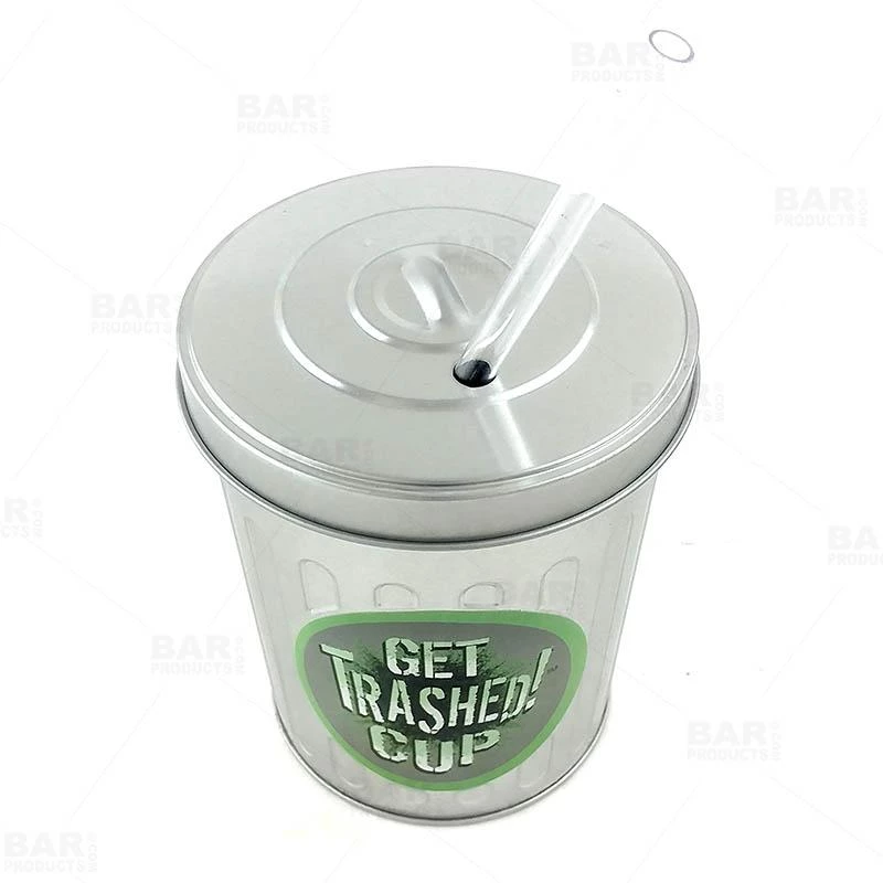 Brand new ❤️ Bars Metal Trash Can Drinking Cup W/ Straw And Lid - 30oz 😀 3 Brand new ❤️ Bars Metal Trash Can Drinking Cup W/ Straw And Lid - 30oz 😀 - Image 3