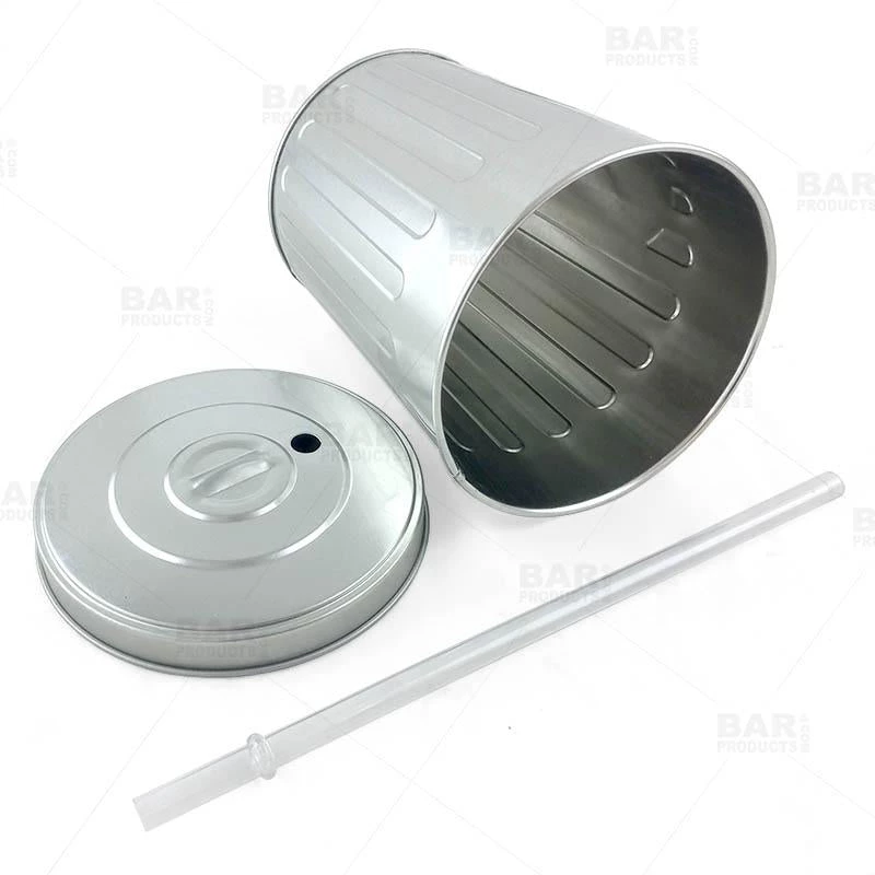 Brand new ❤️ Bars Metal Trash Can Drinking Cup W/ Straw And Lid - 30oz 😀 4 Brand new ❤️ Bars Metal Trash Can Drinking Cup W/ Straw And Lid - 30oz 😀 - Image 4