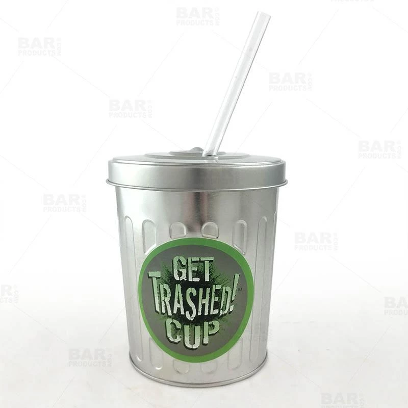 Brand new ❤️ Bars Metal Trash Can Drinking Cup W/ Straw And Lid - 30oz 😀 1 Brand new ❤️ Bars Metal Trash Can Drinking Cup W/ Straw And Lid - 30oz 😀
