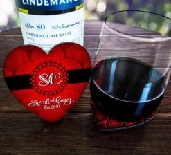 Best Sale 🎁 Bars Monogram - Heart Shaped Cork Bottom Coasters - CUSTOMIZABLE 🎉 -BARS Sales Store lg coa heart mono 1 1 800x