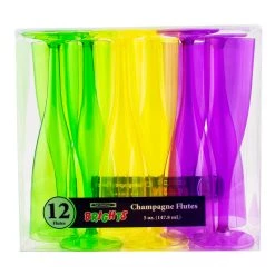 Outlet 👍 Bars 12 Count - 1 Piece Neon Pack Of Champagne Glasses - 5oz 🎉 -BARS Sales Store neon 1 piece champagne cup scene2 800x