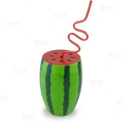 Best Pirce 🌟 Bars BarConic® Plastic Watermelon Drinking Cup W/ Twisty Straw And Lid - 28oz 🧨