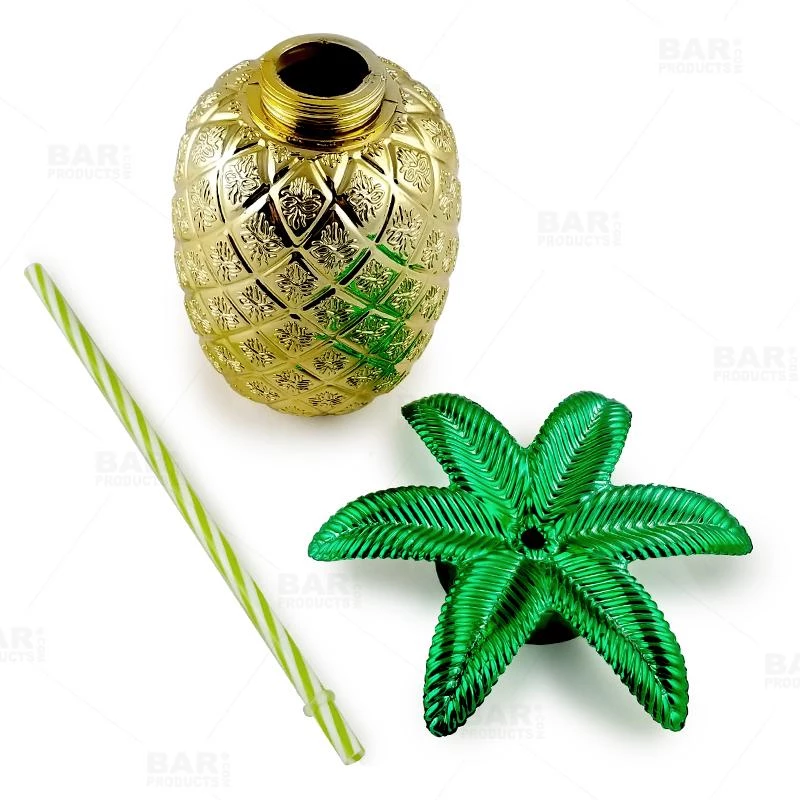 Hot Sale 🌟 Bars BarConic® Plastic Gold Pineapple Drinking Cup W/ Lid And Straw - 24oz 😍 - Image 4