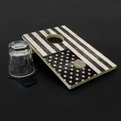 Best reviews of 🎉 Bars Quarter Master - Tabletop Cornhole Game With Quarters - Flag Or Black Flag 😀 -BARS Sales Store quarter master small wood cornhole game side flag black 800x