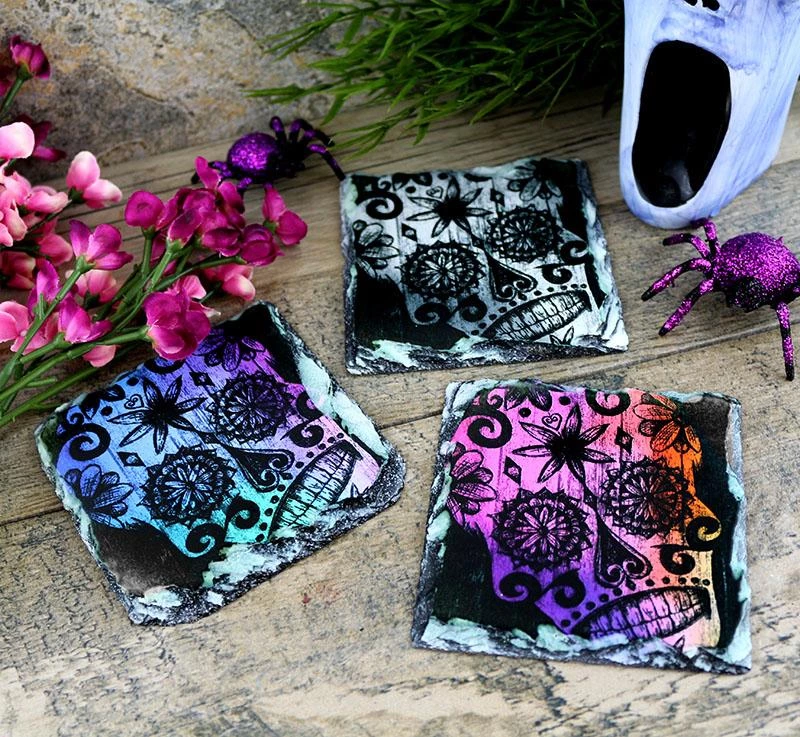 Hot Sale โค๏ธ Bars Sugar Skull Rock Slate Coasters (Design Options) ๐ 2 Hot Sale โค๏ธ Bars Sugar Skull Rock Slate Coasters (Design Options) ๐ - Image 2