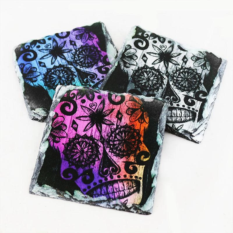 Hot Sale โค๏ธ Bars Sugar Skull Rock Slate Coasters (Design Options) ๐ 1 Hot Sale โค๏ธ Bars Sugar Skull Rock Slate Coasters (Design Options) ๐