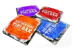 Brand new 🎉 Bars Tiki Themed CUSTOMIZABLE Rock Slate Coasters 🌟