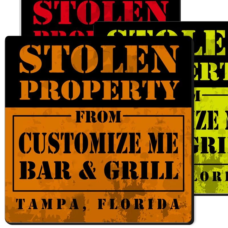 Cheap 👏 Bars CUSTOMIZABLE Coaster - Stolen Property Design - 3.5in Square Foam ✔️ 1 Cheap 👏 Bars CUSTOMIZABLE Coaster - Stolen Property Design - 3.5in Square Foam ✔️