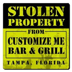 Cheap 👏 Bars CUSTOMIZABLE Coaster - Stolen Property Design - 3.5in Square Foam ✔️ 11 Cheap 👏 Bars CUSTOMIZABLE Coaster - Stolen Property Design - 3.5in Square Foam ✔️ -BARS Sales Store square foam coaster yell stolen web1 800x