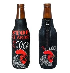 Coupon ✔️ Bars Zipper Bottle Cooler - Stop Staring At My COCK ✔️ -BARS Sales Store stop staring at my cock bottle zip cooler actual 800x