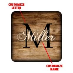 Buy 🤩 Bars Customizable Wooden Square Coasters - Monogram - Set Of 4 👏 -BARS Sales Store wood coasters MONOGRAM EXAMPLE 800x