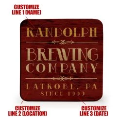 Cheap 😉 Bars Customizable Wooden Round Square - Brewing Company - Set Of 4 ✔️ -BARS Sales Store wood coasters brewing web 1 800x