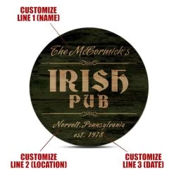Cheap ✔️ Bars Customizable Wooden Coasters - Irish Theme - Round - Set Of 4 👍 -BARS Sales Store wood coasters custom main shot irish bar customize add your name 800x