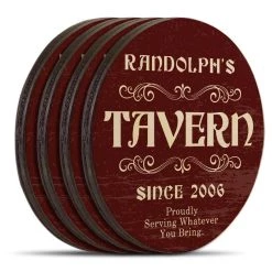 Top 10 👍 Bars Customizable Wooden Coasters - Tavern Theme - Round - Set Of 4 🤩