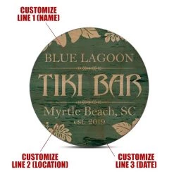 Coupon 😀 Bars Customizable Wooden Coasters - Tiki Theme - Round - Set Of 4 👏 -BARS Sales Store wood coasters custom main shot tiki bar customize add your name 800x
