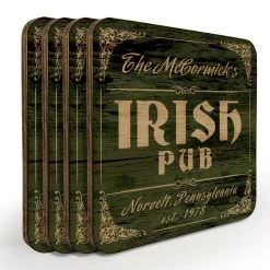 Flash Sale 𧨠Bars Customizable Wooden Square Coasters - Irish Theme - Set Of 4 π§¨