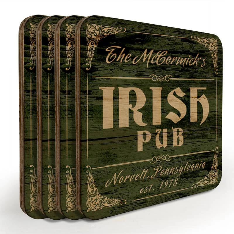 Flash Sale 🧨 Bars Customizable Wooden Square Coasters - Irish Theme - Set Of 4 🧨 1 Flash Sale 🧨 Bars Customizable Wooden Square Coasters - Irish Theme - Set Of 4 🧨