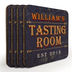 Discount 🌟 Bars Customizable Wooden Square Coasters - Tasting Room - Set Of 4 😍
